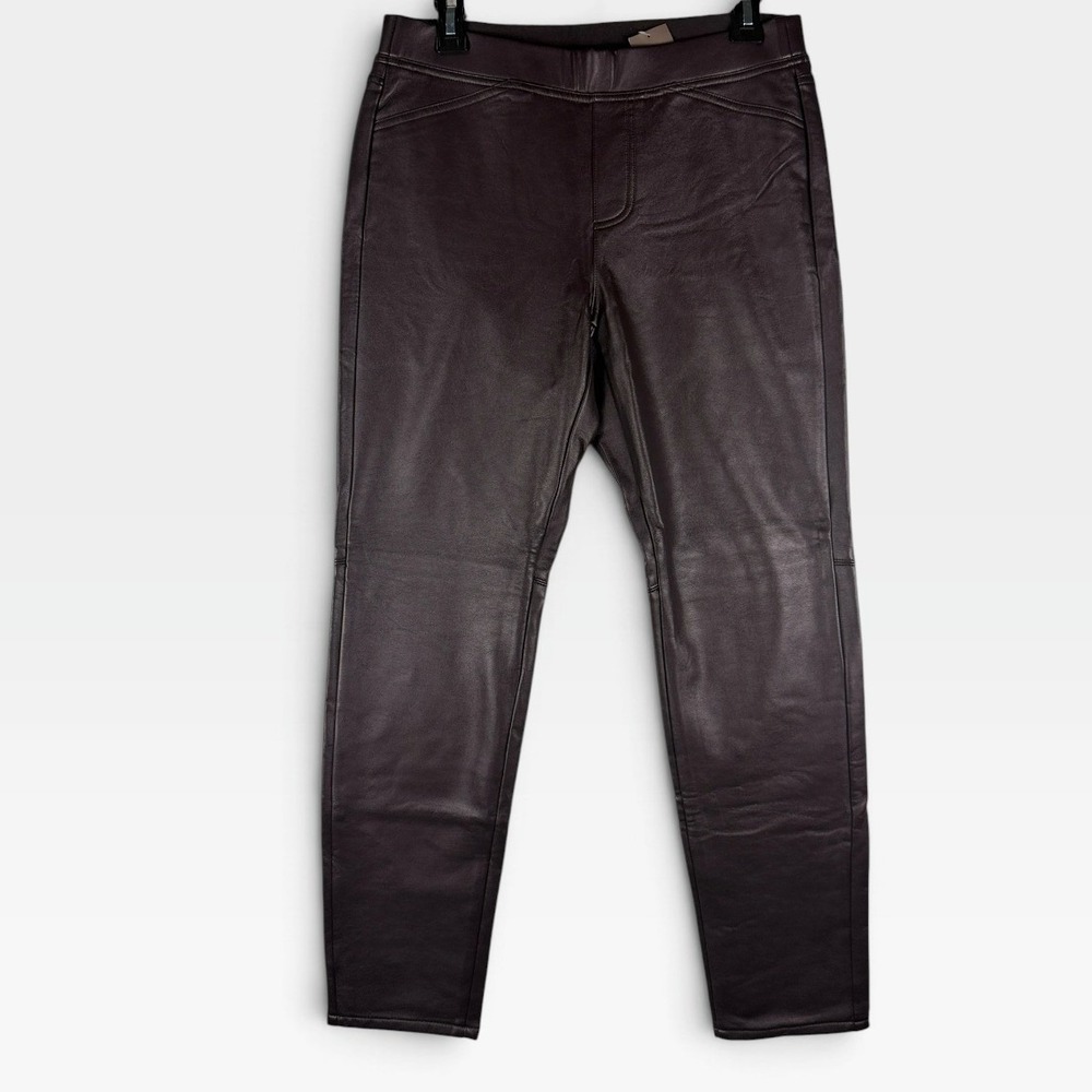 J.Jill Faux Leather Leggings Womens Small Dark Raisin Burgundy Slim New